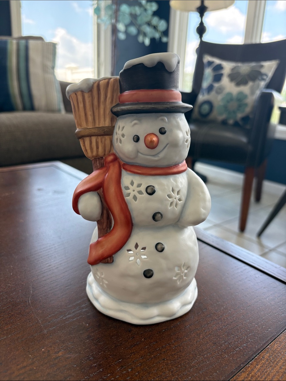 Goebel Snowman Tea Light Candle Holder Porcelain Winter Holiday